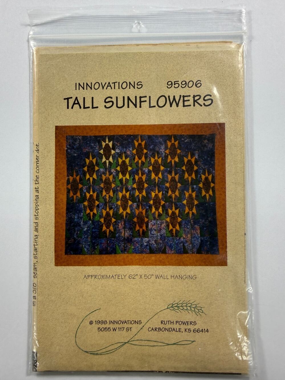 Tall Sunflowers Quilt Pattern Ruth Powers Innovations 95906 Wall Hanging 62x50